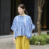 Kilka×kapuwa/風が通るカディーコットンブラウス STRIPE